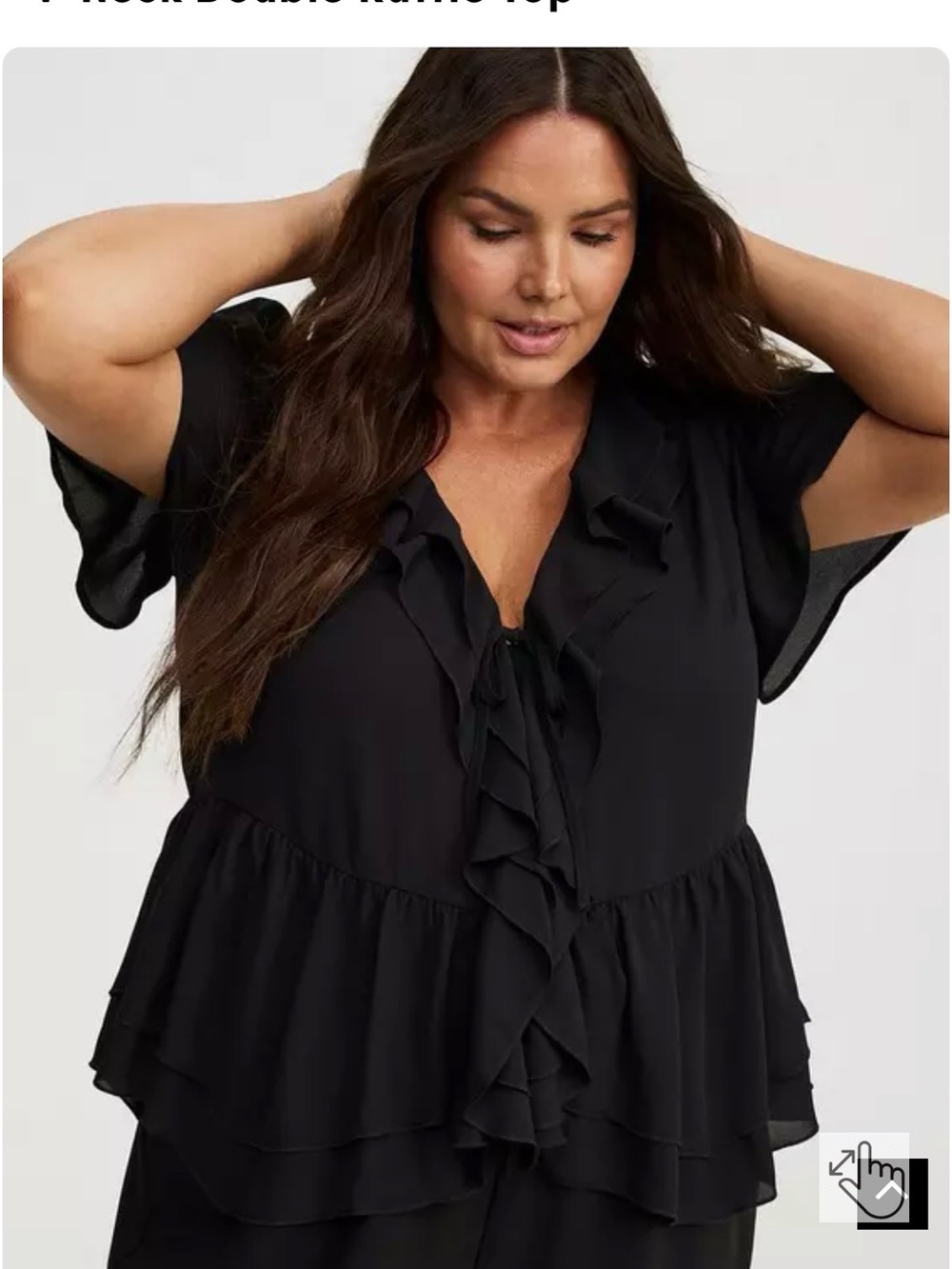 Torrid Black Ruffled Tie-Front Peplum Blouse